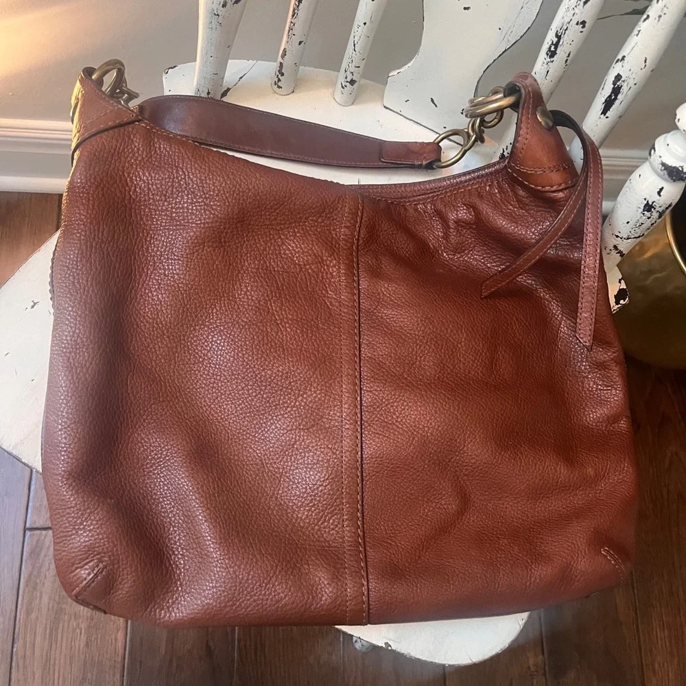 VTG Coach Bleecker hobo Brown Pebbled Leather Woven Shoulder Bag 12378